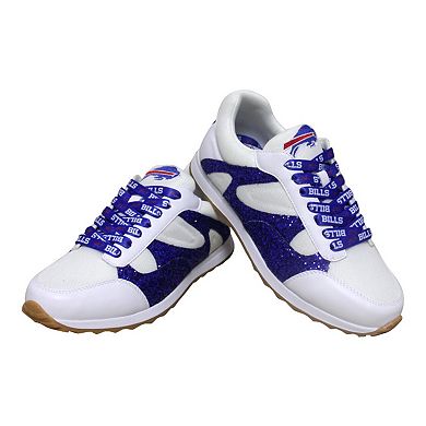 Women's Cuce White Buffalo Bills Glitter Sneakers