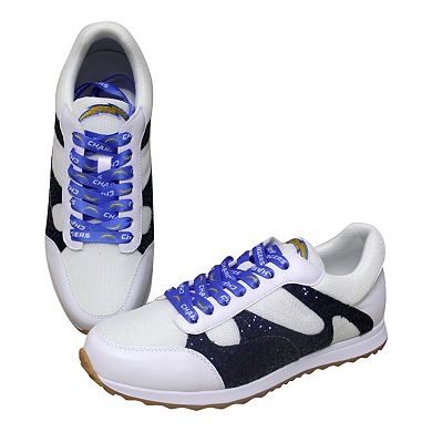Women's Cuce White Los Angeles Chargers Glitter Sneakers