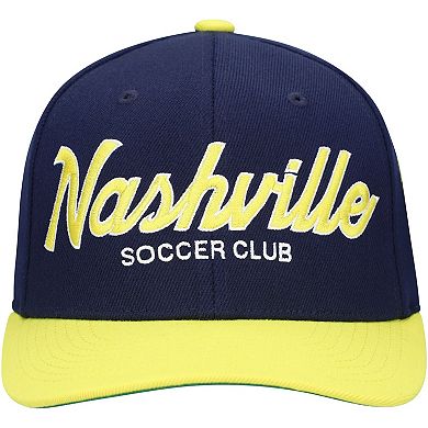 Men's Mitchell & Ness Navy Nashville SC Team Script 2.0 Stretch Snapback Hat