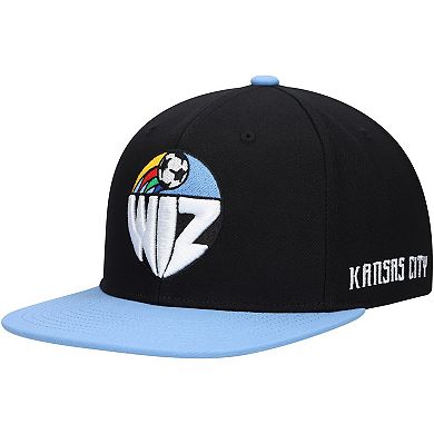 Men's Mitchell & Ness Black Sporting Kansas City Throwback Logo Snapback Hat