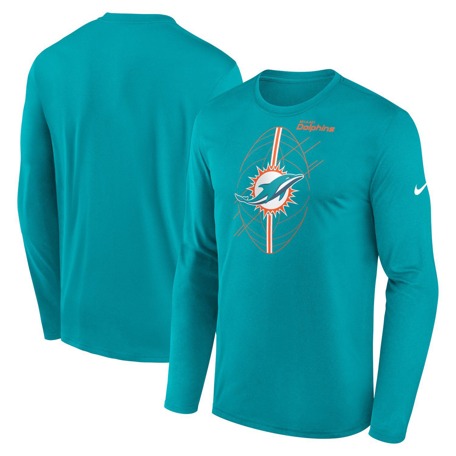 Men's Nike Heathered Charcoal/Orange Miami Dolphins Raglan Athletic Long  Sleeve Tri-Blend T-Shirt