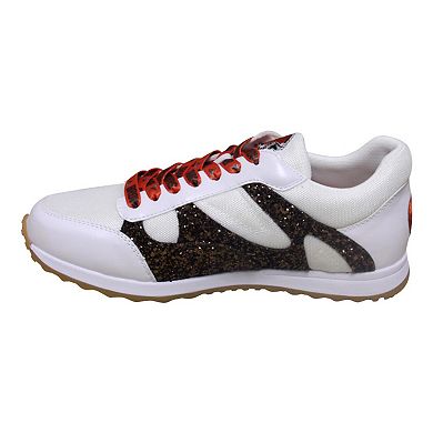 Women's Cuce White Chicago Bears Glitter Sneakers