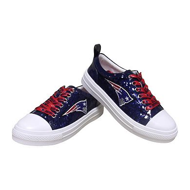 Women's Cuce Navy New England Patriots Team Sequin Sneakers