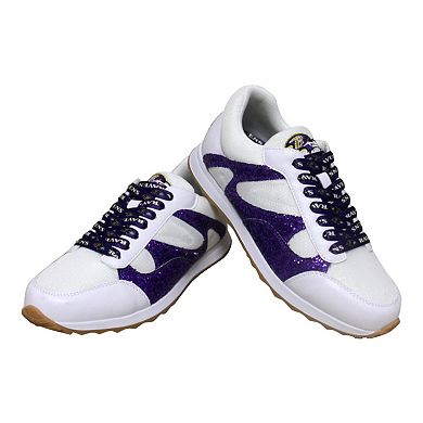 Women's Cuce White Baltimore Ravens Glitter Sneakers