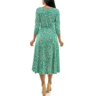 nina leonard sylvia midi dress Nina Leonard Sylvia Midi Dress with Removable Belt