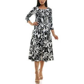 Women's Nina Leonard Sylvia Midi Dress With Belt