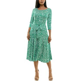 Women's Nina Leonard Sylvia Midi Dress With Belt