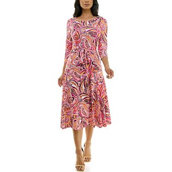 Women's Nina Leonard Sylvia Midi Dress With Belt