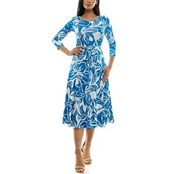 Women's Nina Leonard Sylvia Midi Dress With Belt