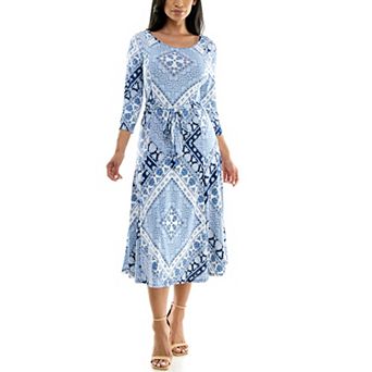 Women's Nina Leonard Sylvia Midi Dress With Belt