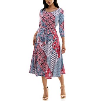 Women's Nina Leonard Sylvia Midi Dress With Belt
