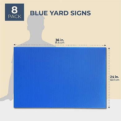 8 Pack Blank Yard Signs, Blue Corrugated Plastic Sheets, 4 x 36 Inches