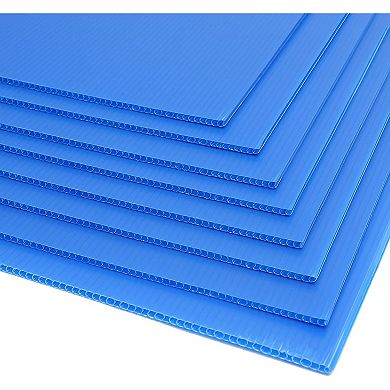 8 Pack Blank Yard Signs, Blue Corrugated Plastic Sheets, 4 x 36 Inches