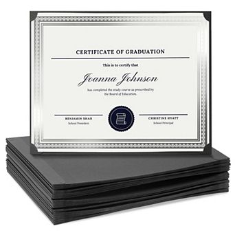 48-Pack Single Sided Award Certificate Holders (fits 8.5x11, Black)