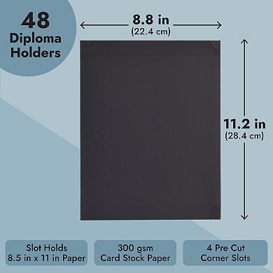 48-Pack Single Sided Award Certificate Holders (fits 8.5x11, Black)