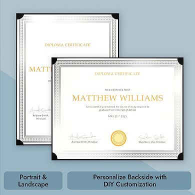 48-Pack Single Sided Award Certificate Holders (fits 8.5x11, Black)