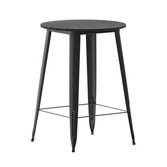 Merrick Lane Dryden Indoor/Outdoor Bar Top Table, 30" Round All Weather Poly Resin Top with Steel base