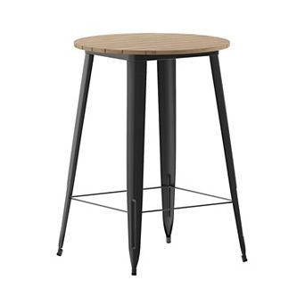 Merrick Lane Dryden Indoor/Outdoor Bar Top Table, 30" Round All Weather Poly Resin Top with Steel base