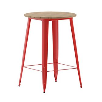 Merrick Lane Dryden Indoor/Outdoor Bar Top Table, 30" Round All Weather Poly Resin Top with Steel base