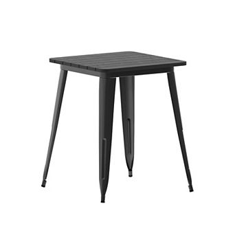 Merrick Lane Dryden Indoor/Outdoor Dining Table, All Weather Poly Resin Top with Steel Base