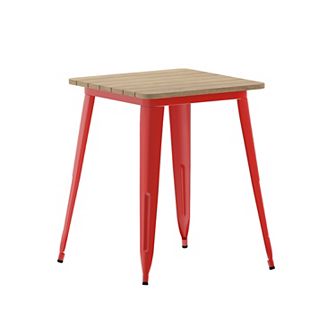 Merrick Lane Dryden Indoor/Outdoor Dining Table, All Weather Poly Resin Top with Steel Base