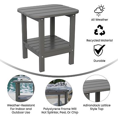 Merrick Lane Nassau 2-Tier Adirondack Side Table, All-Weather HDPE Indoor/Outdoor Accent Table