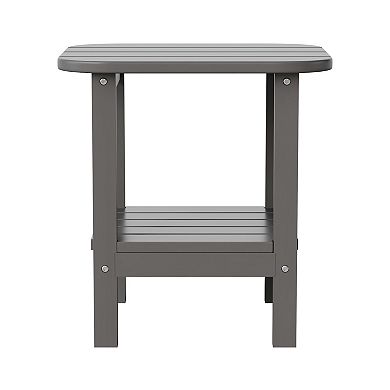 Merrick Lane Nassau 2-Tier Adirondack Side Table, All-Weather HDPE Indoor/Outdoor Accent Table