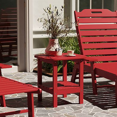 Merrick Lane Nassau 2-Tier Adirondack Side Table, All-Weather HDPE Indoor/Outdoor Accent Table