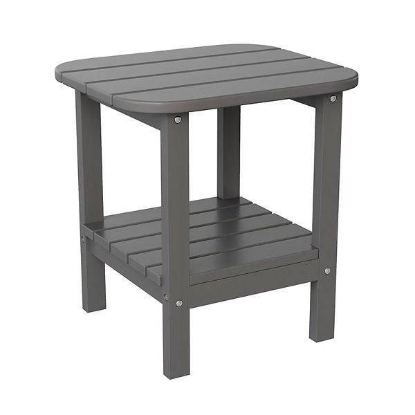 Merrick Lane Nassau 2 Tier Adirondack Side Table All Weather HDPE Indoor Outdoor Accent Table
