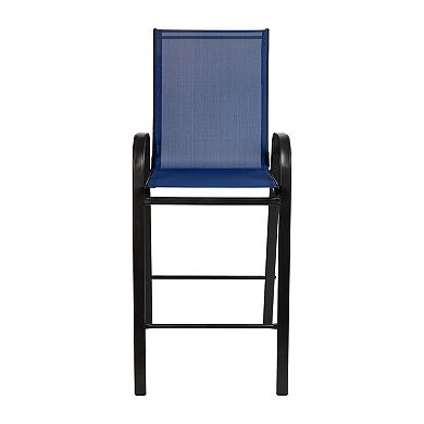 Merrick Lane Set of 2 Manado Series Metal Bar Height Patio Chairs with Flex Comfort Material