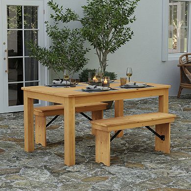 Merrick Lane Jessamine 60" x 38" Rectangular Solid Pine Farm Dining Table