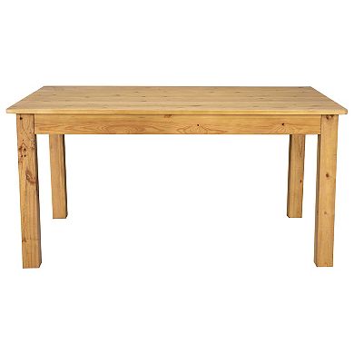 Merrick Lane Jessamine 60" x 38" Rectangular Solid Pine Farm Dining Table