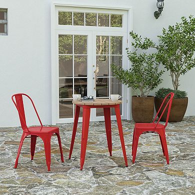 Merrick Lane Dryden Indoor/Outdoor Dining Table, 23.75" Round All Weather Poly Resin Top with Steel Base