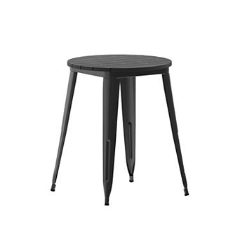Merrick Lane Dryden Indoor/Outdoor Dining Table, 23.75" Round All Weather Poly Resin Top with Steel Base