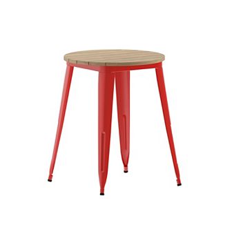 Merrick Lane Dryden Indoor/Outdoor Dining Table, 23.75" Round All Weather Poly Resin Top with Steel Base
