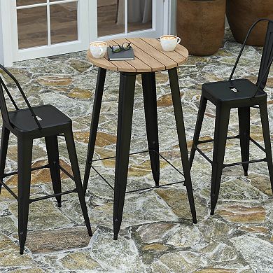 Merrick Lane Dryden Indoor/Outdoor Bar Top Table, 23.75" Round All Weather Poly Resin Top with Steel base