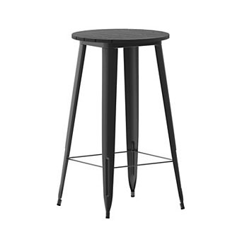 Merrick Lane Dryden Indoor/Outdoor Bar Top Table, 23.75" Round All Weather Poly Resin Top with Steel base