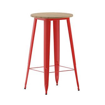 Merrick Lane Dryden Indoor/Outdoor Bar Top Table, 23.75" Round All Weather Poly Resin Top with Steel base
