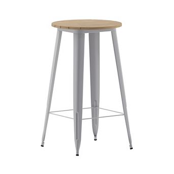 Merrick Lane Dryden Indoor/Outdoor Bar Top Table, 23.75" Round All Weather Poly Resin Top with Steel base