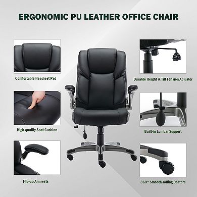 Ergonomic High Back Home Office Chair, Executive Computer Desk Chair with Inflatable Lumbar Support