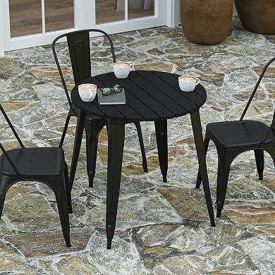 Merrick Lane Dryden Indoor/Outdoor Dining Table, All Weather Poly Resin Top with Steel Base