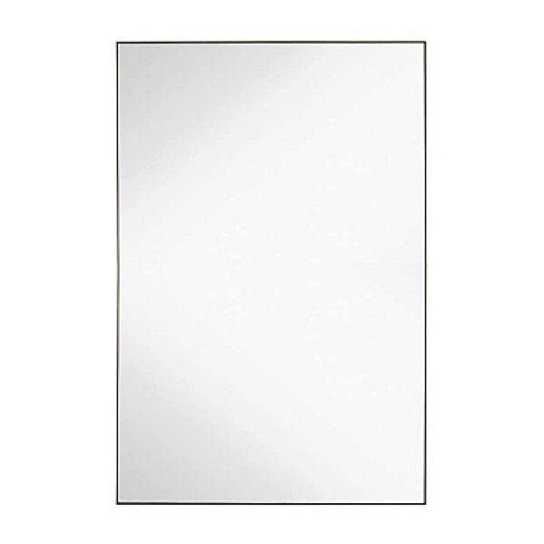 Wall Vanity Mirror With Brushed Metal Frame And Deep Set Design For