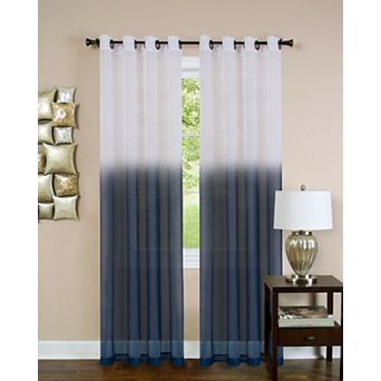 Kate Aurora Tropical Living Semi Matte Sheer Ombre Chic Grommet Top Window Curtains