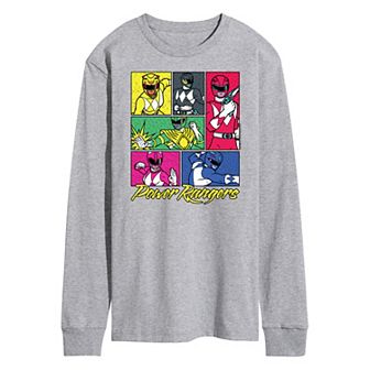 Men's Power Rangers Grid Long Sleeve Graphic Tee