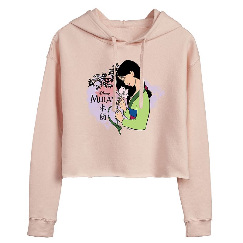 Disney's Mulan Women's Blossoms Cropped Hoodie, Girl's, Size: Large, Pink