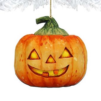 Halloween Pumpkin Wooden Holiday Ornament by G. DeBrekht - Thanksgiving Halloween Decor