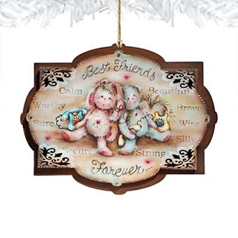 Best Friends Forever Wooden Holiday Ornament by J. Mills-Price - Easter Spring Decor