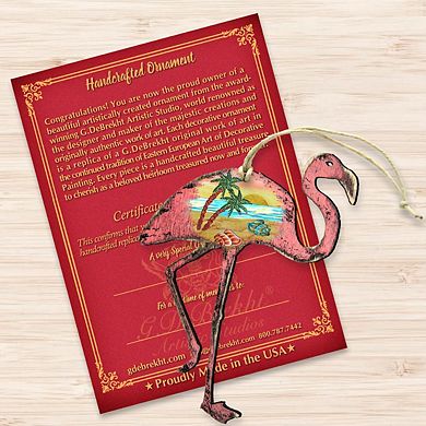 Rustic Flamingo Wooden Holiday Ornament by G. DeBrekht - Coastal Holiday Decor