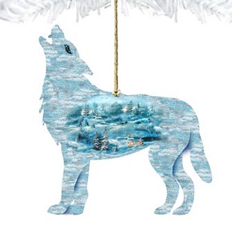 Winter Wolves Christmas Wooden Christmas Ornament by G. DeBrekht - Wildlife Holiday Decor