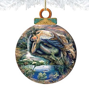 Mer Angel Wooden Holiday Ornament by Josephine Wall - Designocracy